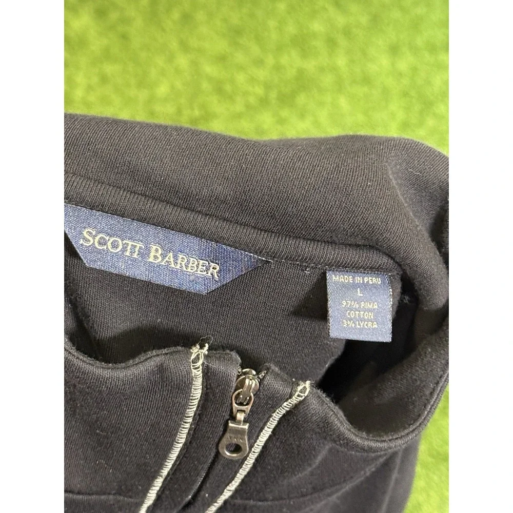 Scott Barber 1/4 Zip Long Sleeve‎ Large Black Pullover Shirt Sweater Pima Cotton - Picture 5 of 11